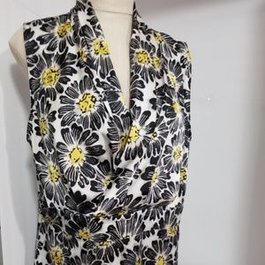 Ann Taylor tunic, size 14, white, black and yellow